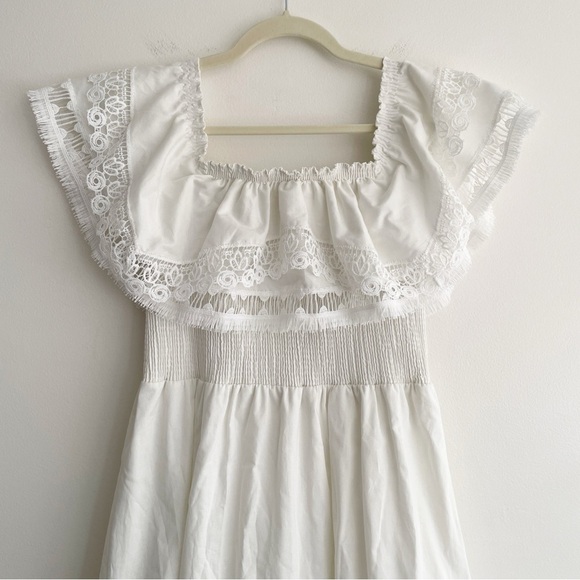 Anthropologie Piexoto Wyatt Off the Shoulder Midi Dress Cottagecore Coquette L - Picture 9 of 15